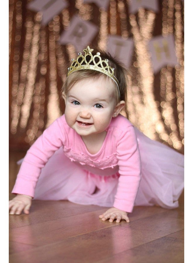 Honbay 2PCS Princess Crown Headband with Crystal and Star for 1 to 3 Years Old Baby, Gold and Silver - Image 5