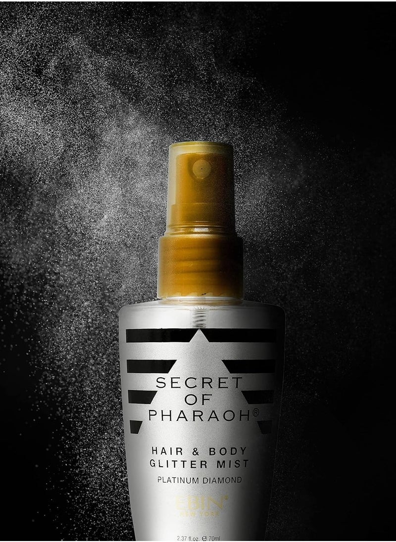 EBIN NEW YORK EBIN NEW YORK Egyptian Diamond Hair, Face & Body Glitter Mist - Platinum 2.37oz | Quick-Drying, Long-Lasting Shiny Spray for Clothes, Rave, Festival, Travel Essentials  - Image 1