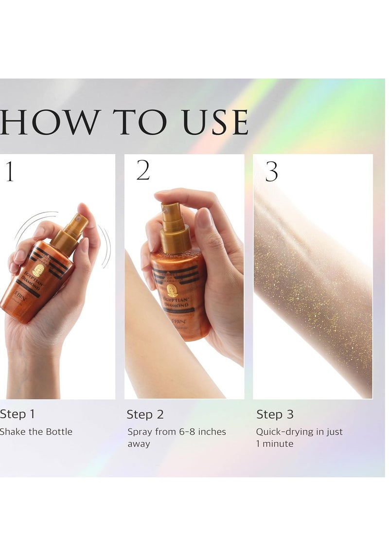EBIN NEW YORK EBIN NEW YORK Egyptian Diamond Hair, Face & Body Glitter Mist - Platinum 2.37oz | Quick-Drying, Long-Lasting Shiny Spray for Clothes, Rave, Festival, Travel Essentials  - Image 3