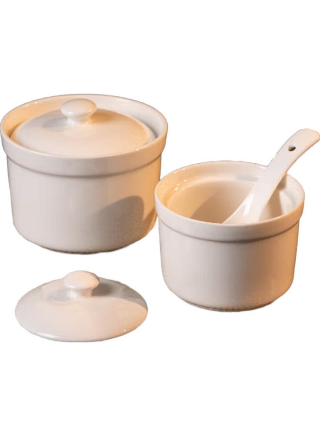 JD.com Jd Jingzao Ceramic Stew Pot Soup Bowl Steamed Egg Bird'S Nest Baby Food Bowl With Lid Spoon White 260Ml - Image 3