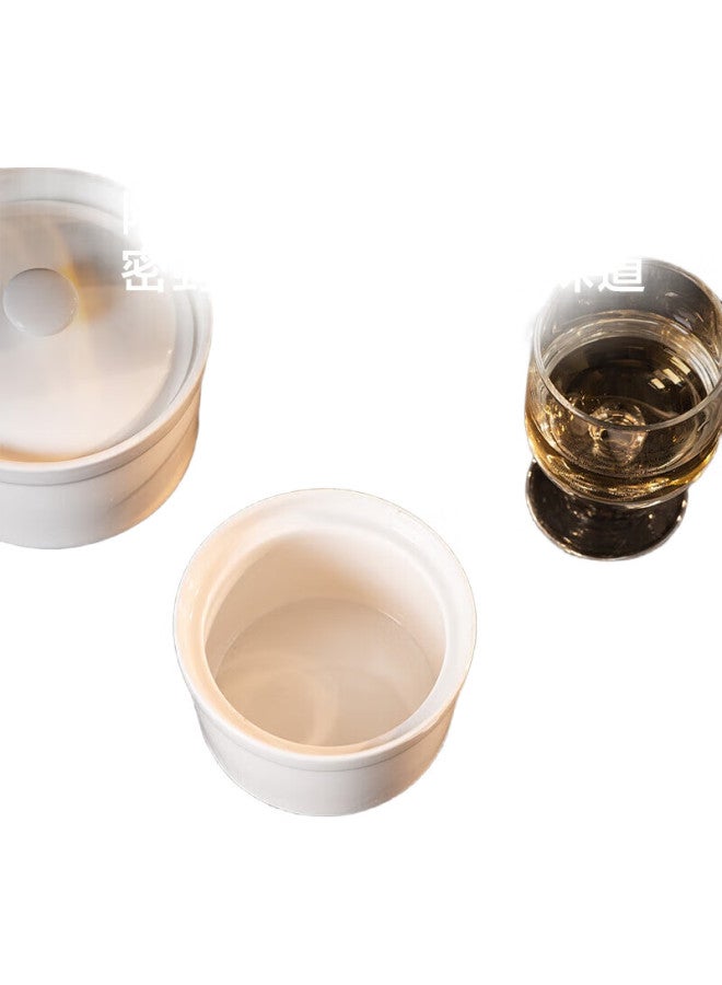 JD.com Jd Jingzao Ceramic Stew Pot Soup Bowl Steamed Egg Bird'S Nest Baby Food Bowl With Lid Spoon White 260Ml - Image 2
