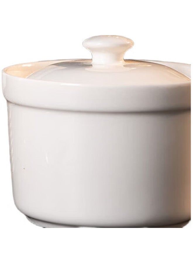 JD.com Jd Jingzao Ceramic Stew Pot Soup Bowl Steamed Egg Bird'S Nest Baby Food Bowl With Lid Spoon White 260Ml - Image 1