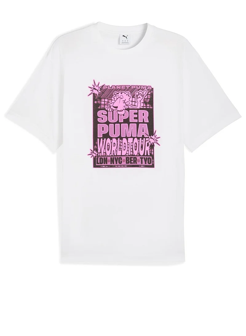 PUMA puma white Graphic Super World Tour Relaxed T-Shirt for Men | Best Price UAE