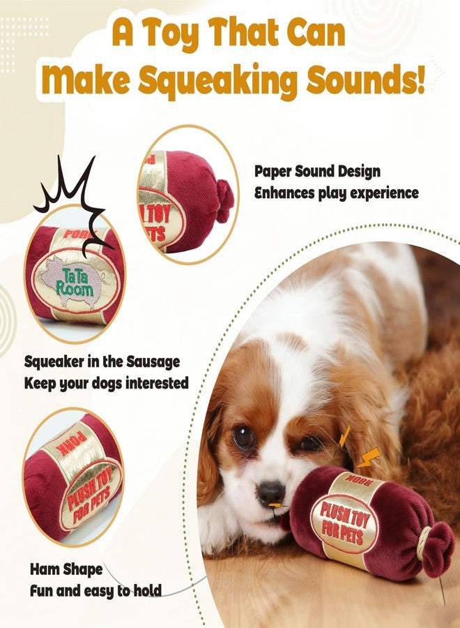 Small Dog Plush Sausage Toy with Squeaker & Crinkle Paper - Durable Chew Toys for Daily Carrying & Interactive Play, Aggressive Chewer Ham Design for Small Dogs & Puppies - Image 2
