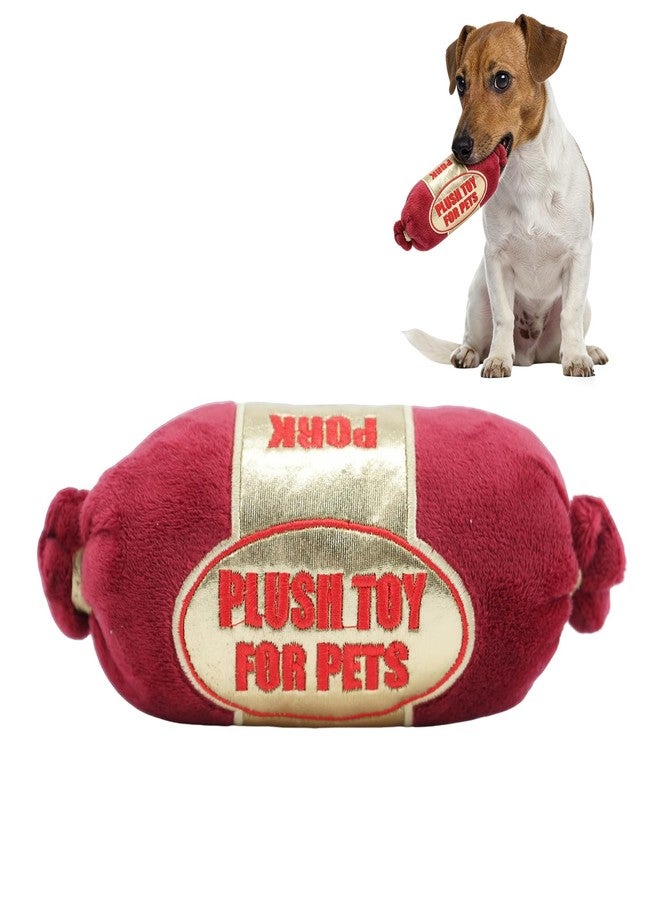 Small Dog Plush Sausage Toy with Squeaker & Crinkle Paper - Durable Chew Toys for Daily Carrying & Interactive Play, Aggressive Chewer Ham Design for Small Dogs & Puppies - Image 1