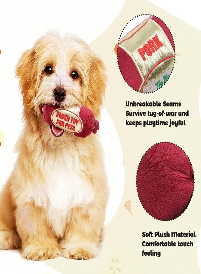 Small Dog Plush Sausage Toy with Squeaker & Crinkle Paper - Durable Chew Toys for Daily Carrying & Interactive Play, Aggressive Chewer Ham Design for Small Dogs & Puppies - Image 5