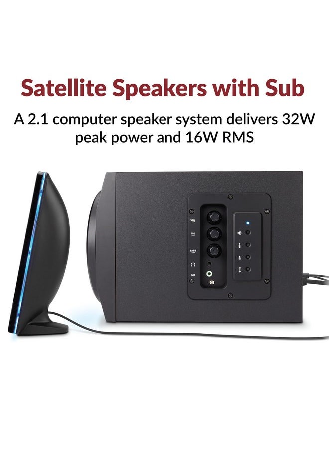 Cyber Acoustics Ca Sp34Bt Bluetooth Speakers With Led Lights The Perfect Gaming Movie Party Multimedia 2.1 Subwoofer Speaker System Black  - Image 2