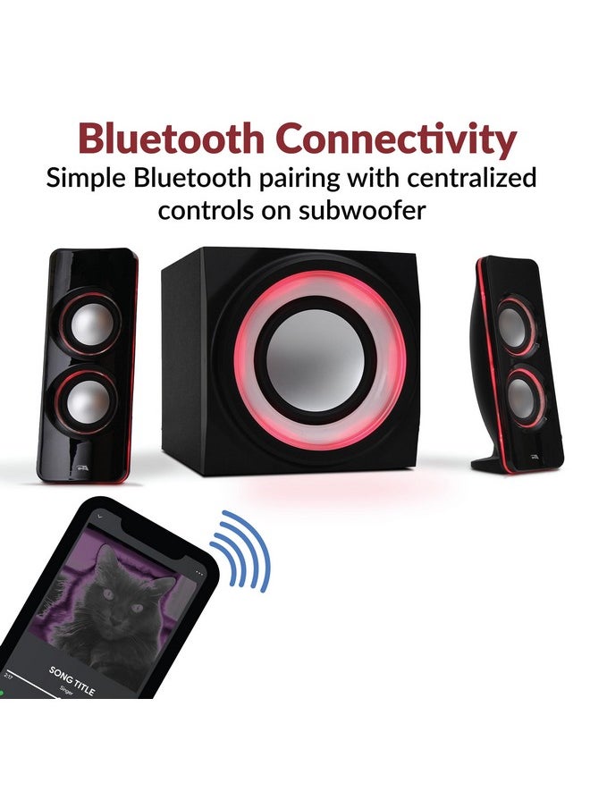 Cyber Acoustics Ca Sp34Bt Bluetooth Speakers With Led Lights The Perfect Gaming Movie Party Multimedia 2.1 Subwoofer Speaker System Black  - Image 3