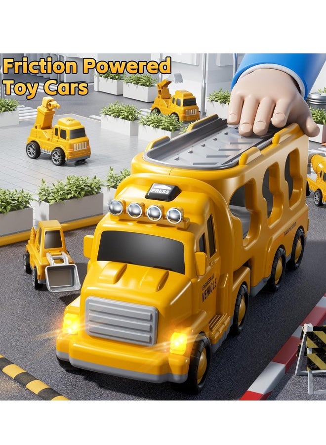 ألعاب شاحنات البناء للأولاد من عمر 2 إلى 4 سنوات - شاحنة نقل 5 في 1 للأطفال الصغار من عمر 2 إلى 4 سنوات مع رافعة وخلاط وجرافة دفع وحفارة، ألعاب سيارات هدية عيد ميلاد - Image 5