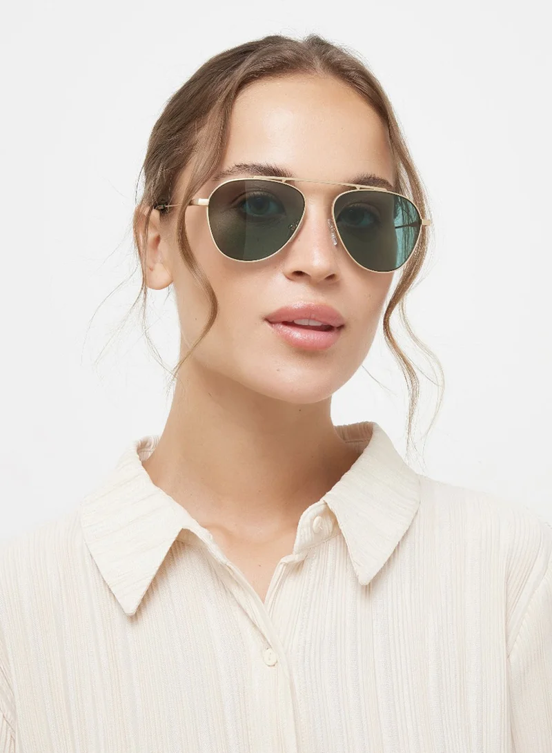 30Sundays Antique,Unisex Sunglasses, Aviator Sunglasses, UV Protection: UV400 (Gold,Green)