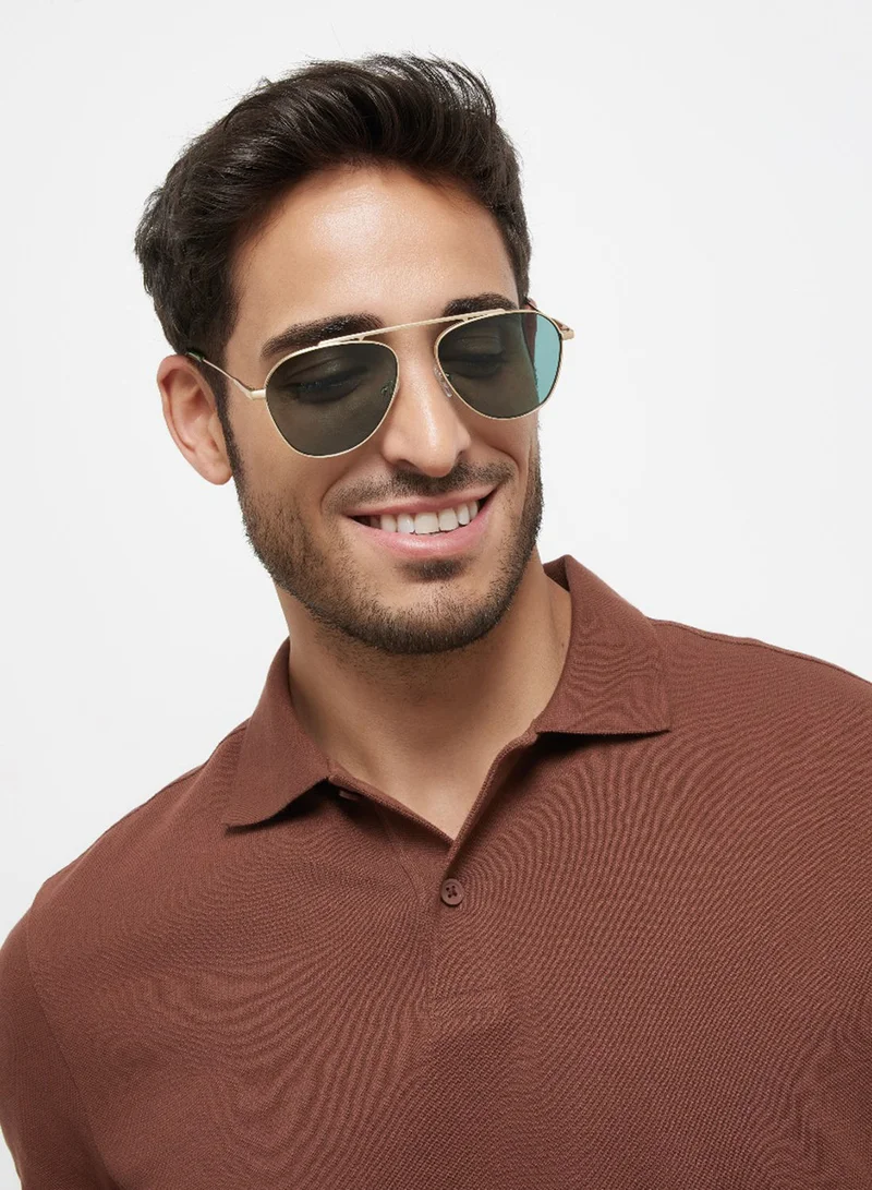 30Sundays Antique,Unisex Sunglasses, Aviator Sunglasses, UV Protection: UV400 (Gold,Green)