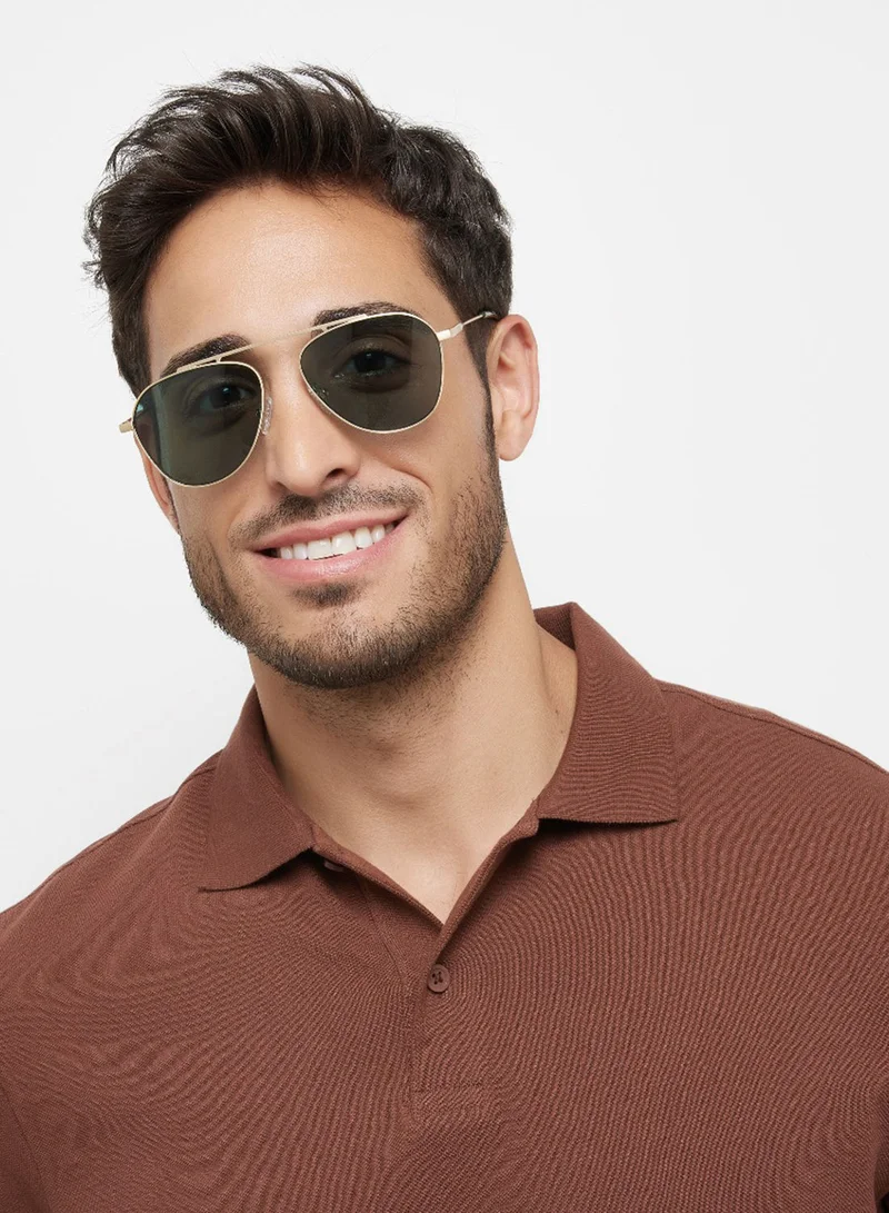 30Sundays Antique,Unisex Sunglasses, Aviator Sunglasses, UV Protection: UV400 (Gold,Green)