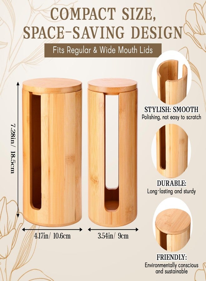 Sliner 2 Pack Mason Jar Lid Organizer Bamboo Stackable Organizer for Regular and Wide Mouth Mason Jar Lid Storage Accessories for Home - Image 2
