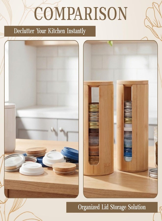 Sliner 2 Pack Mason Jar Lid Organizer Bamboo Stackable Organizer for Regular and Wide Mouth Mason Jar Lid Storage Accessories for Home - Image 5