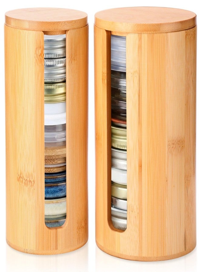 Sliner 2 Pack Mason Jar Lid Organizer Bamboo Stackable Organizer for Regular and Wide Mouth Mason Jar Lid Storage Accessories for Home - Image 1