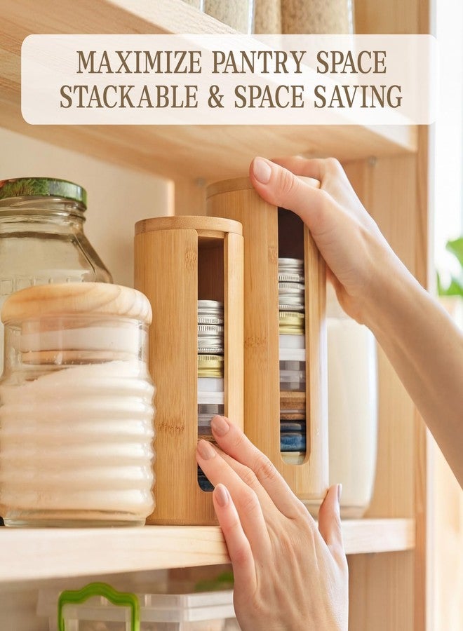 Sliner 2 Pack Mason Jar Lid Organizer Bamboo Stackable Organizer for Regular and Wide Mouth Mason Jar Lid Storage Accessories for Home - Image 4