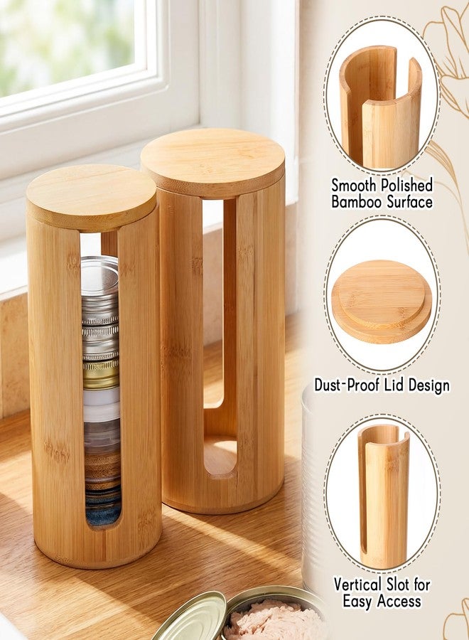 Sliner 2 Pack Mason Jar Lid Organizer Bamboo Stackable Organizer for Regular and Wide Mouth Mason Jar Lid Storage Accessories for Home - Image 3