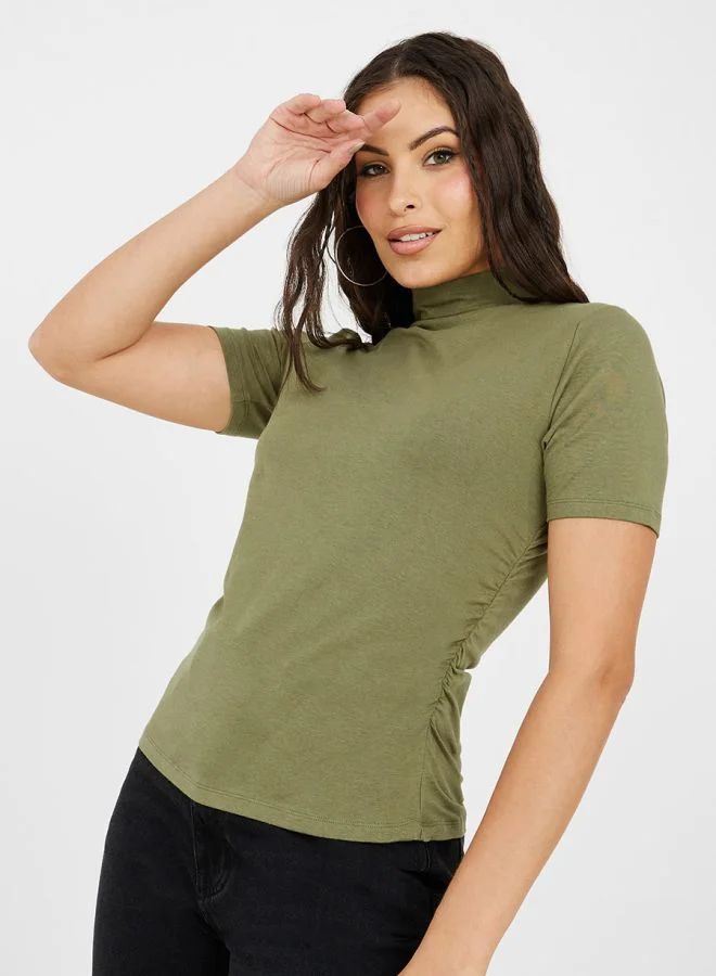 Styli Fitted Cotton Lycra Turtle Neck T-Shirt