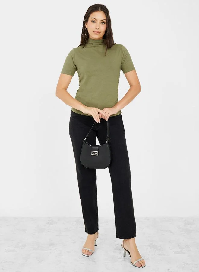 Styli Fitted Cotton Lycra Turtle Neck T-Shirt