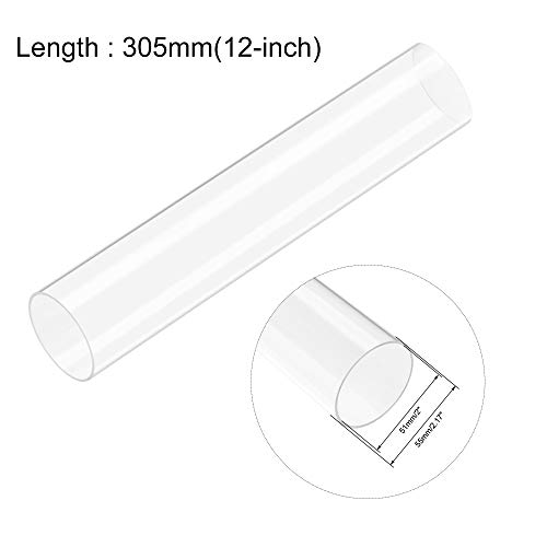 uxcell Clear Rigid Acrylic Pipe 51mm(2") ID x 55mm OD x 305mm(12") Round Tube Tubing - Image 2