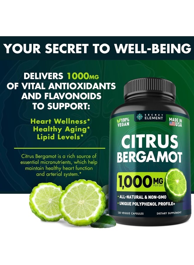 SECRET ELEMENT Citrus Bergamot Extract 1000Mg - Citrus Bergamot Supplement For Heart, Immune System Support, And Healthy Aging - Pure, Vegan Bergamot Capsules - Image 2