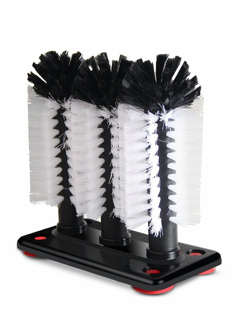 SYOSI Glass Cleaning Brush, Glass Washer with 3 Brush Bristle for Glass Cup, Long Leg Cup, Glass and More Bar Kitchen Sink Home Tools  - Image 1
