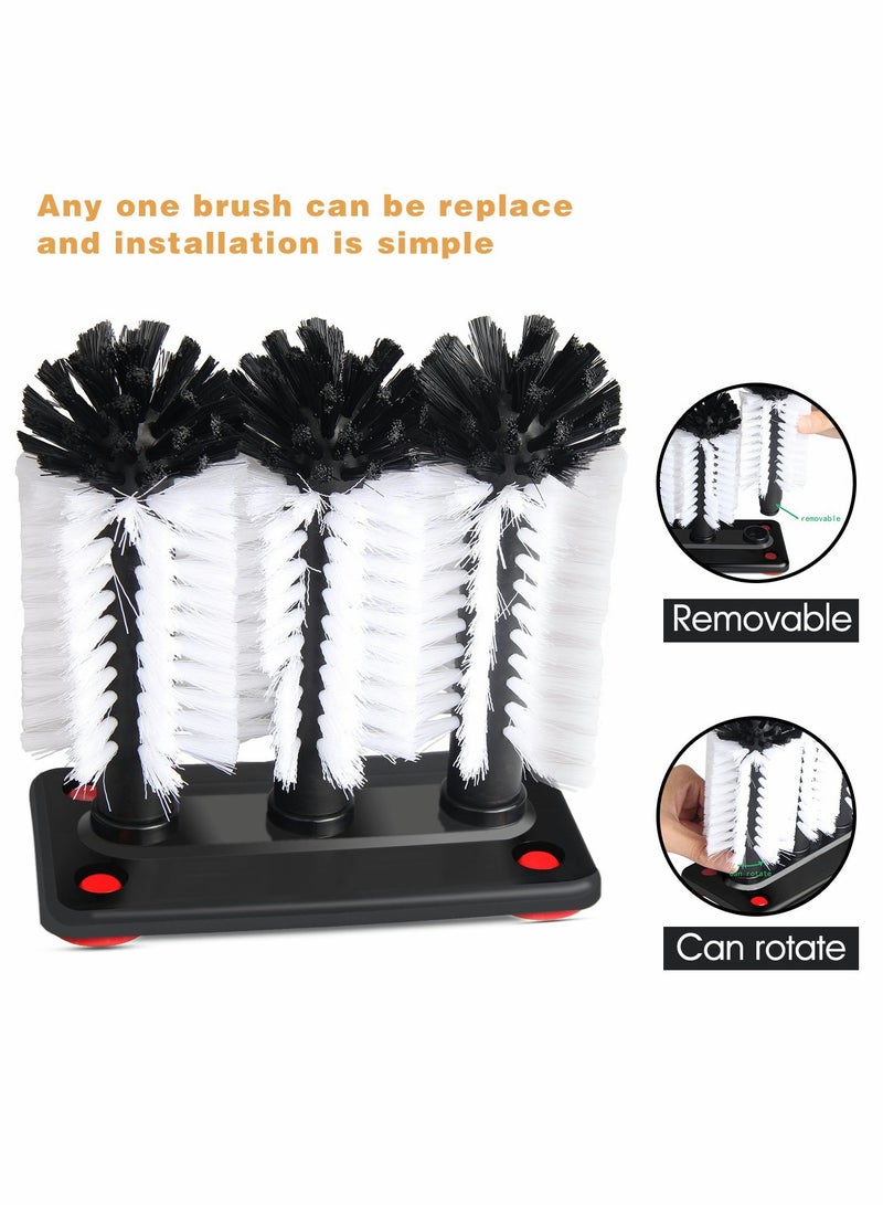 SYOSI Glass Cleaning Brush, Glass Washer with 3 Brush Bristle for Glass Cup, Long Leg Cup, Glass and More Bar Kitchen Sink Home Tools  - Image 2
