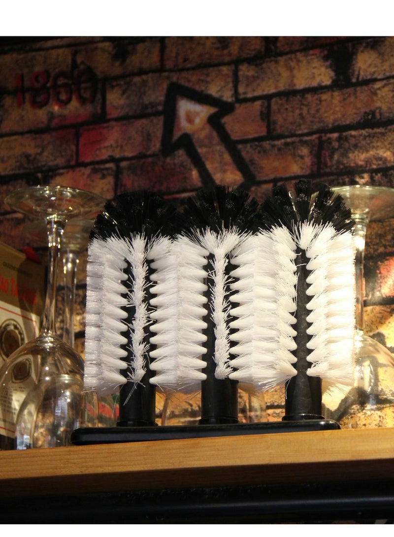 SYOSI Glass Cleaning Brush, Glass Washer with 3 Brush Bristle for Glass Cup, Long Leg Cup, Glass and More Bar Kitchen Sink Home Tools  - Image 4