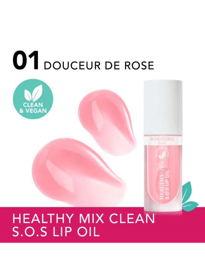 BOURJOIS PARIS Healthy Mix Clean S.O.S Lip Oil - 01 - Douceur de Rose, 4.5ml  - Image 2