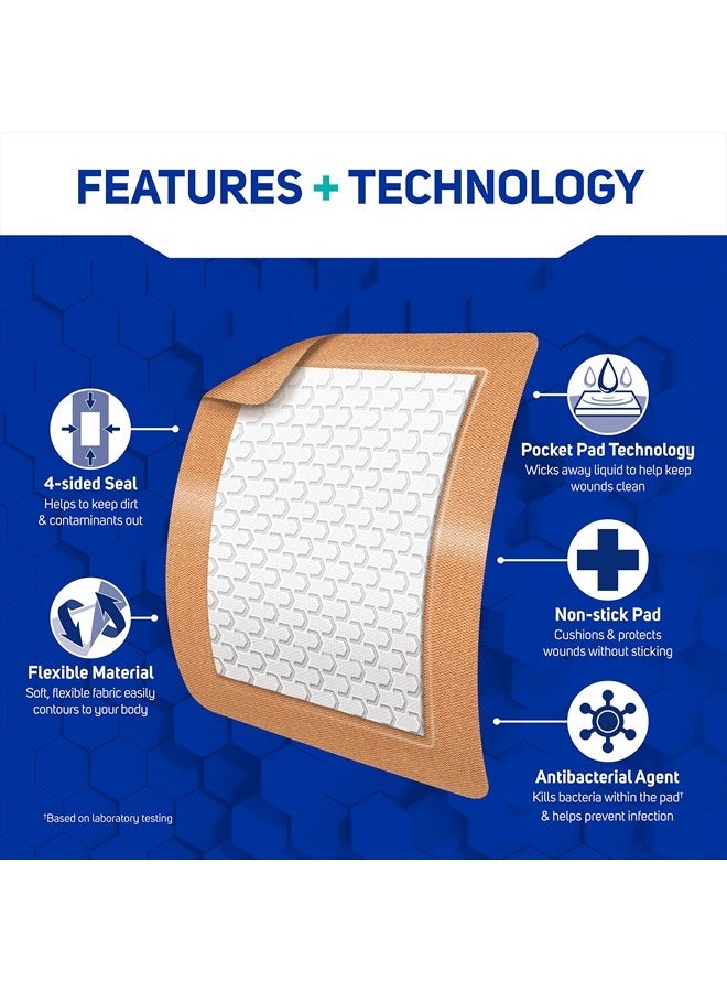 Care Science Fabric Adhesive Pad Bandages, 3x4 inches Extra Large Flexible Non-Stick Strip, Helps Prevent Infection, Breathable Protection, for First Aid & Wound Care, 30 Count - Image 3