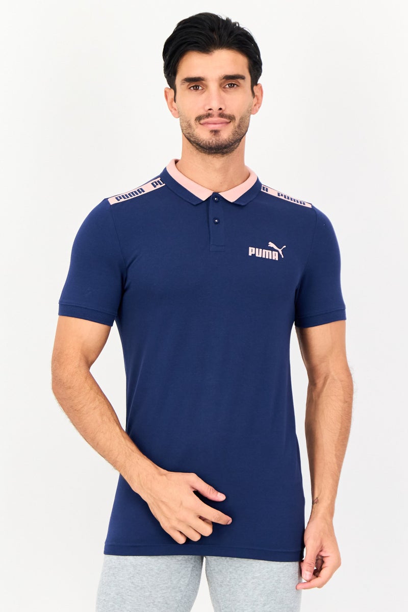 PUMA Men Slim Fit Brand Logo Short Sleeve Outdoor Polo Shirt, Navy - Image 1
