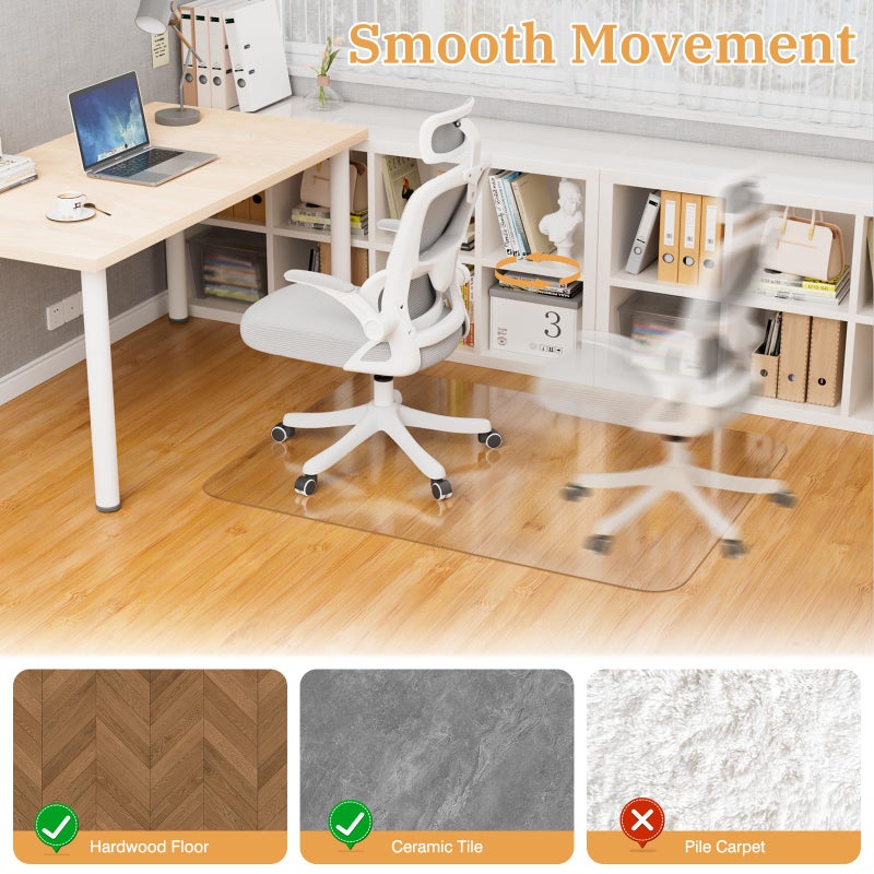 KIOORE Office Chair Mat for Hardwood Floor, 46" x 60" Clear Plastic Desk Floor Protector, Heavy Duty Non-Slip Chair Mat for Rolling or Gaming Chairs, Durable Computer Mat for Home Office - Image 4