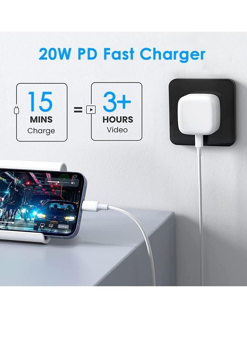 Generic - 20W Power Adapter for phones Plug PD Power Adapter Wall Plug Compatible with iPhone 14 13, 13pro 12 Pro Max/12 Mini/SE (White) - Image 1