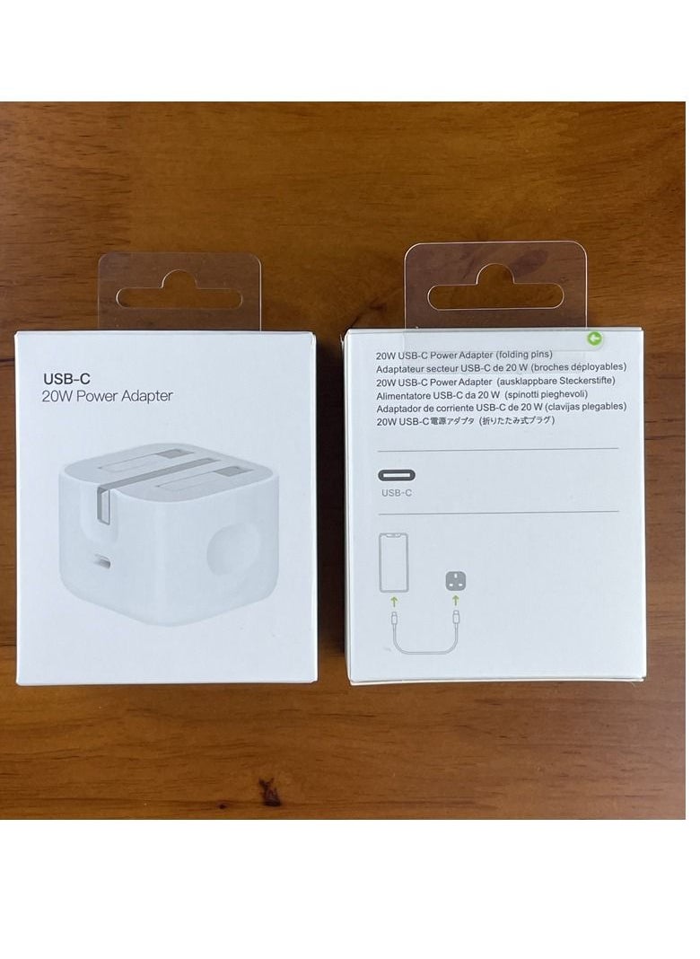 Generic - 20W Power Adapter for phones Plug PD Power Adapter Wall Plug Compatible with iPhone 14 13, 13pro 12 Pro Max/12 Mini/SE (White) - Image 1
