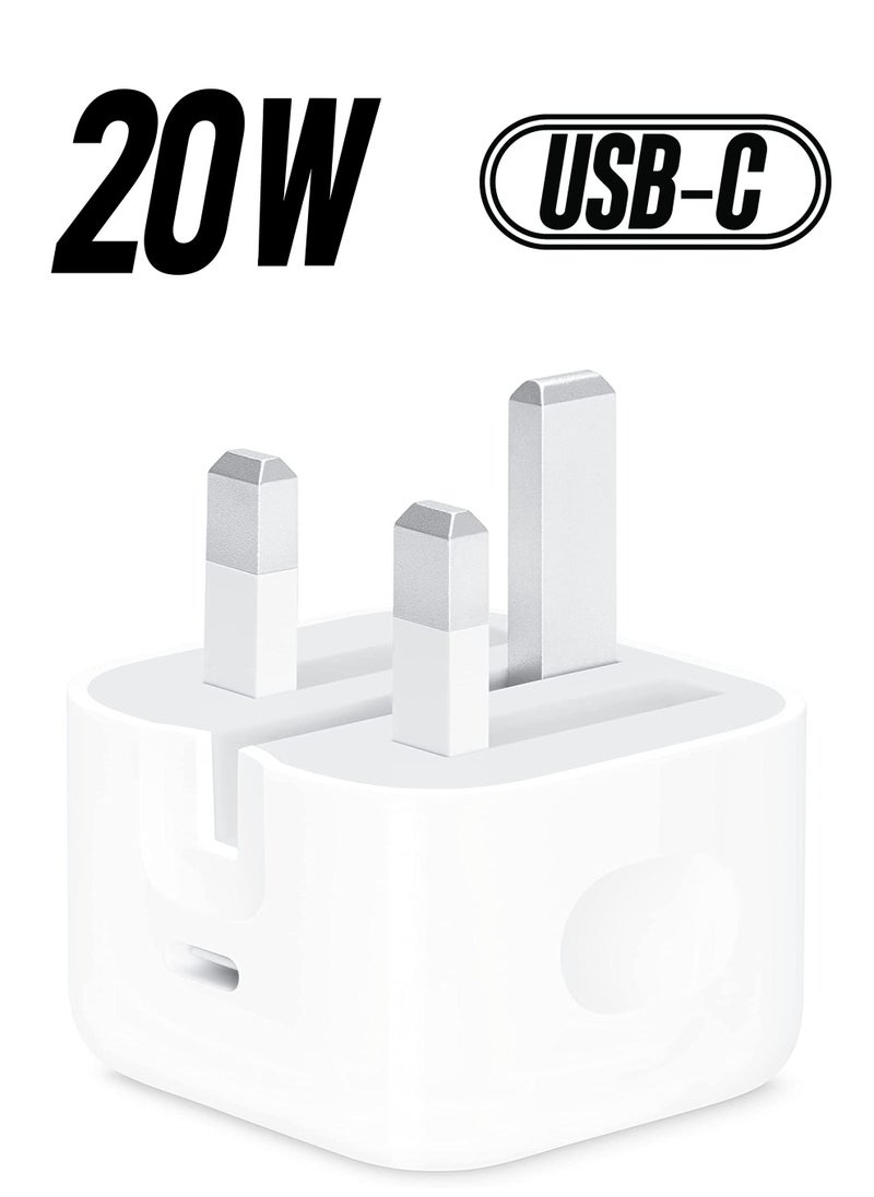 Generic - 20W Power Adapter for phones Plug PD Power Adapter Wall Plug Compatible with iPhone 14 13, 13pro 12 Pro Max/12 Mini/SE (White) - Image 1
