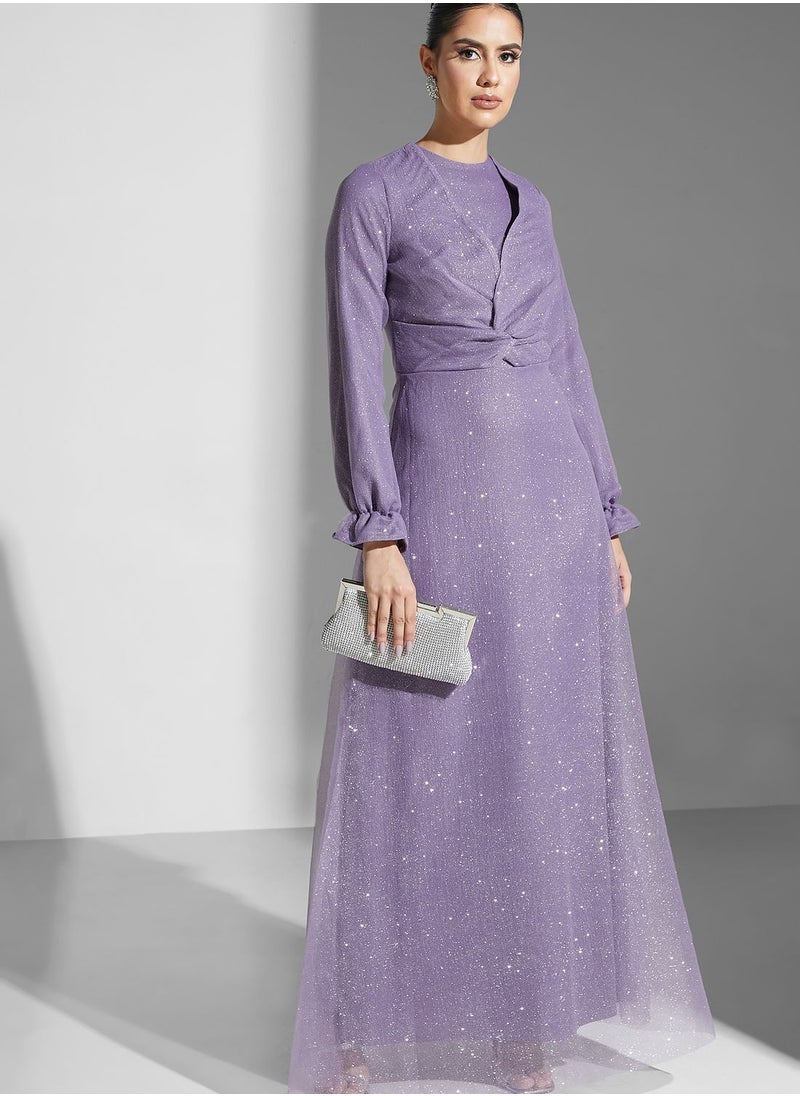Khizana - Twist Detail Shimmer Dress - Image 1