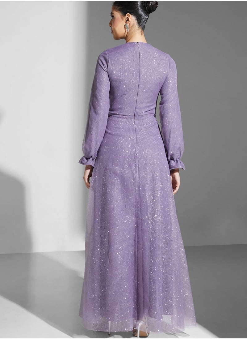 Khizana - Twist Detail Shimmer Dress - Image 1