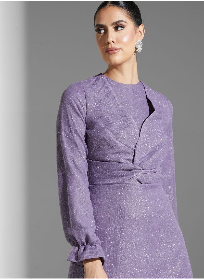 Khizana - Twist Detail Shimmer Dress - Image 1