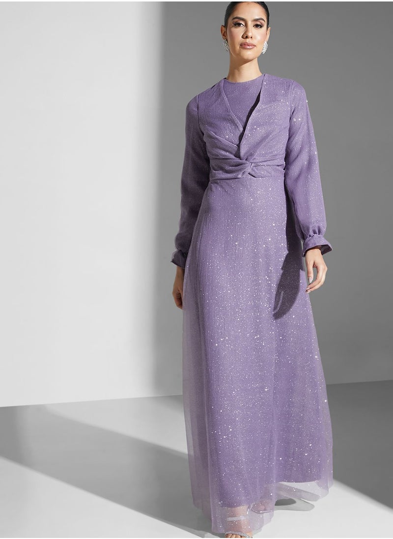 Khizana - Twist Detail Shimmer Dress - Image 1