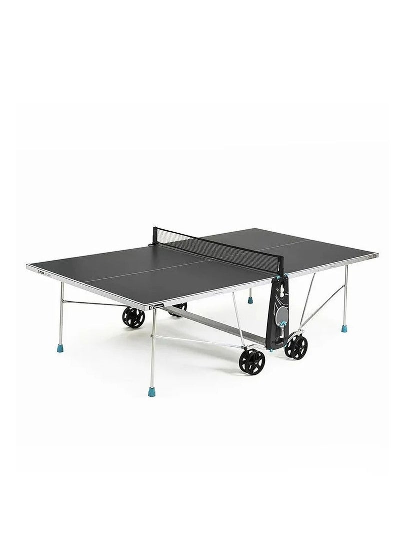 CORNILLEAU 100X Sport Outdoor Table Tennis Table Grey| 4Mm Resin Laminate, Anti-Glare Softmat, Push Lock System, Fixed Net With Tension Adjustment, Oversized Wheels, Side Panel Storage & Wheelchair Accessible - Image 1