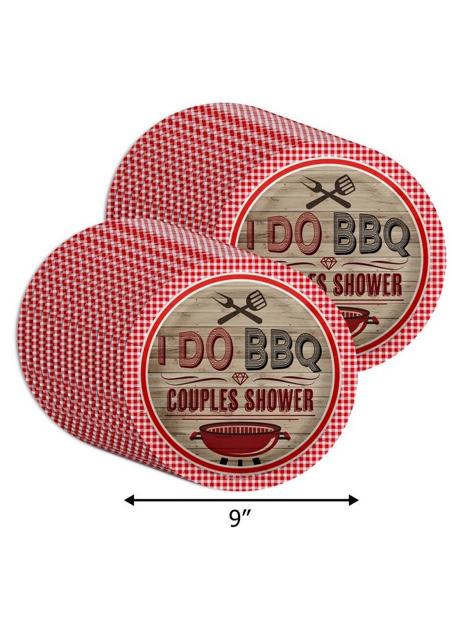 Birthday Galore Birthday Galore I Do BBQ Red Gingham Party Supplies - Couples Shower BBQ Large Plates - Bachelorette Bachelor Party Plates - 32 Piece Large 9" Paper Plates  - Image 2