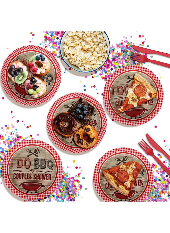 Birthday Galore Birthday Galore I Do BBQ Red Gingham Party Supplies - Couples Shower BBQ Large Plates - Bachelorette Bachelor Party Plates - 32 Piece Large 9" Paper Plates  - Image 4