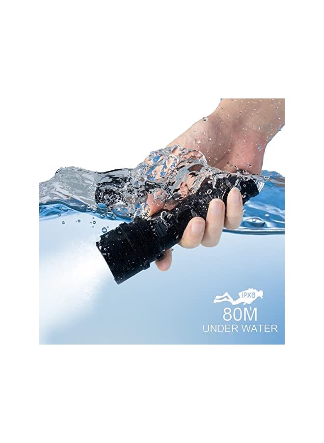 promass Diving Flashlight Dive Torch 2000 Lumen Waterproof Underwater XM-L2 LED Submarine Lights Holder with Rechargeable Battery,Charger for Under Water Deep Sea Cave at Night - Image 5