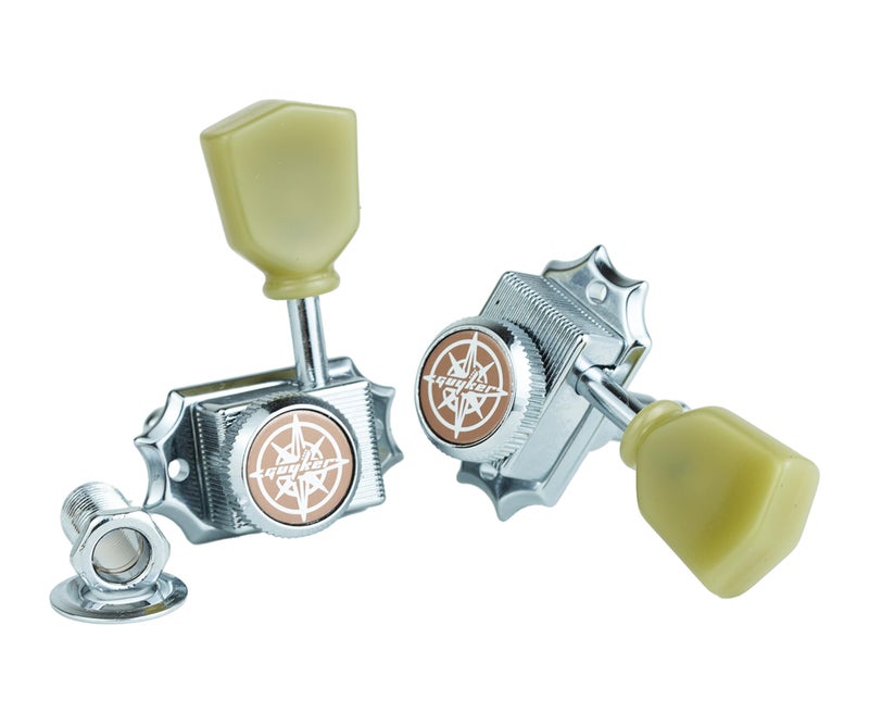 Guyker 6Pcs Guitar Locking String Tuning Pegs (3R + 3L) â€“ 1:15 Vintage Deluxe Style Tuners Key Machine Heads Set with Keystone Knob Replacement for Les Paul Style Electric or Acoustic Guitar - Chrome - Image 5