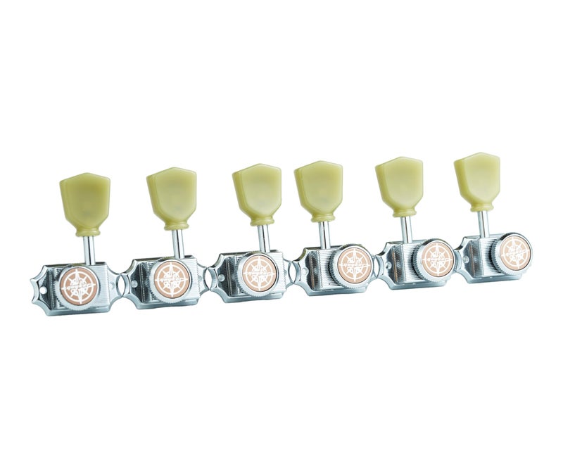 Guyker 6Pcs Guitar Locking String Tuning Pegs (3R + 3L) â€“ 1:15 Vintage Deluxe Style Tuners Key Machine Heads Set with Keystone Knob Replacement for Les Paul Style Electric or Acoustic Guitar - Chrome - Image 3