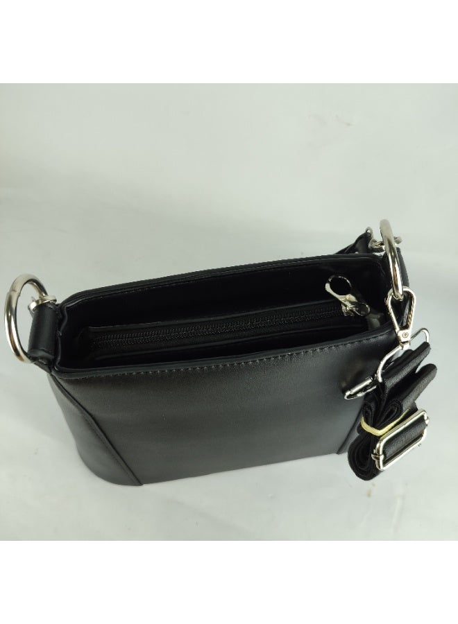 شنطه يد نسائيه جلد أسود اللون - Image 5