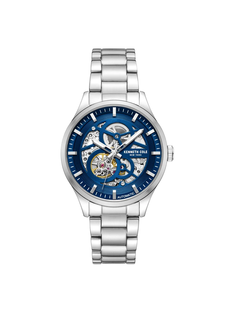 Kenneth Cole New York Kenneth Cole New York 42mm Automatic Men's Watch with Blue Dial & Stainless Steel Bracelet