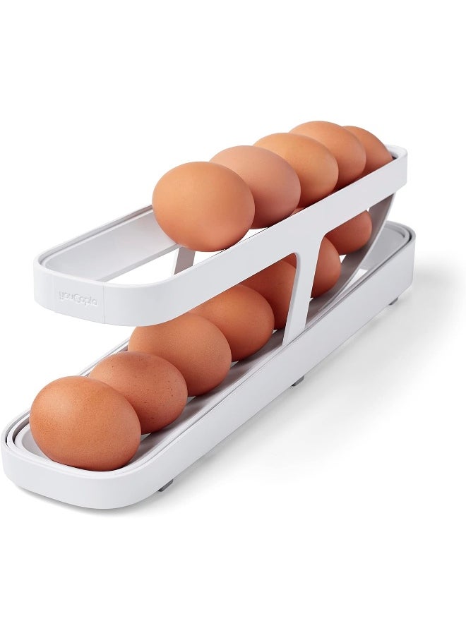 YouCopia - YouCopia Rolldown Refrigerator Egg Dispenser, Holder for Fridge Storage, One Size, White - Image 1