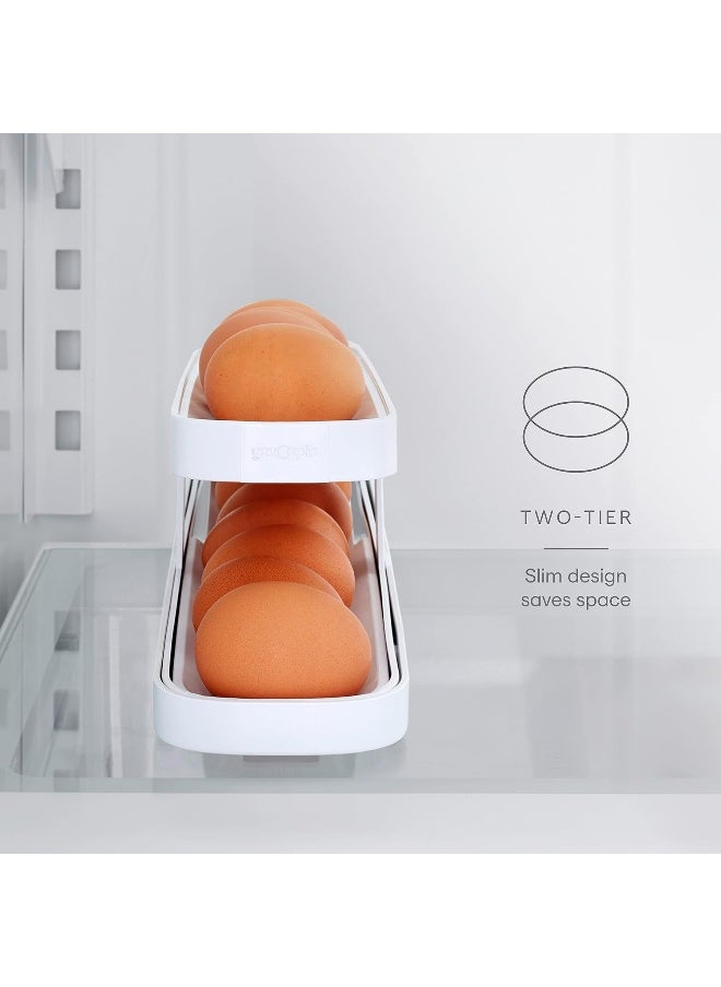 YouCopia - YouCopia Rolldown Refrigerator Egg Dispenser, Holder for Fridge Storage, One Size, White - Image 1