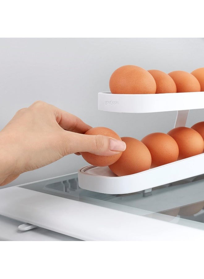 YouCopia - YouCopia Rolldown Refrigerator Egg Dispenser, Holder for Fridge Storage, One Size, White - Image 1